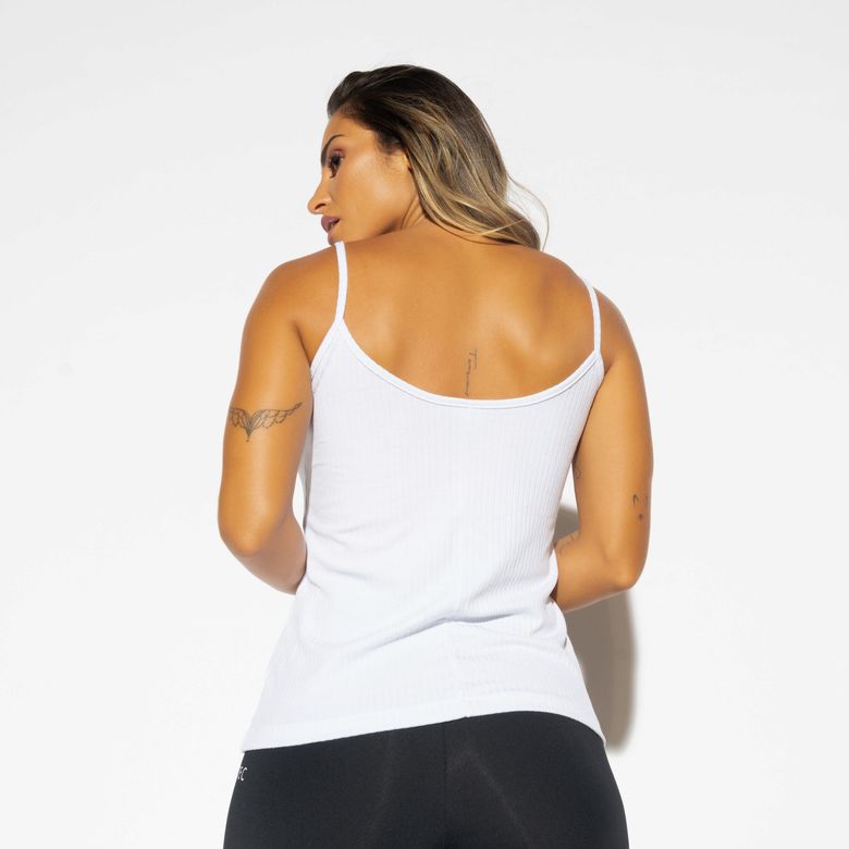 Camiseta Fitness Canelada Branca Detalhe Alcinha CT653