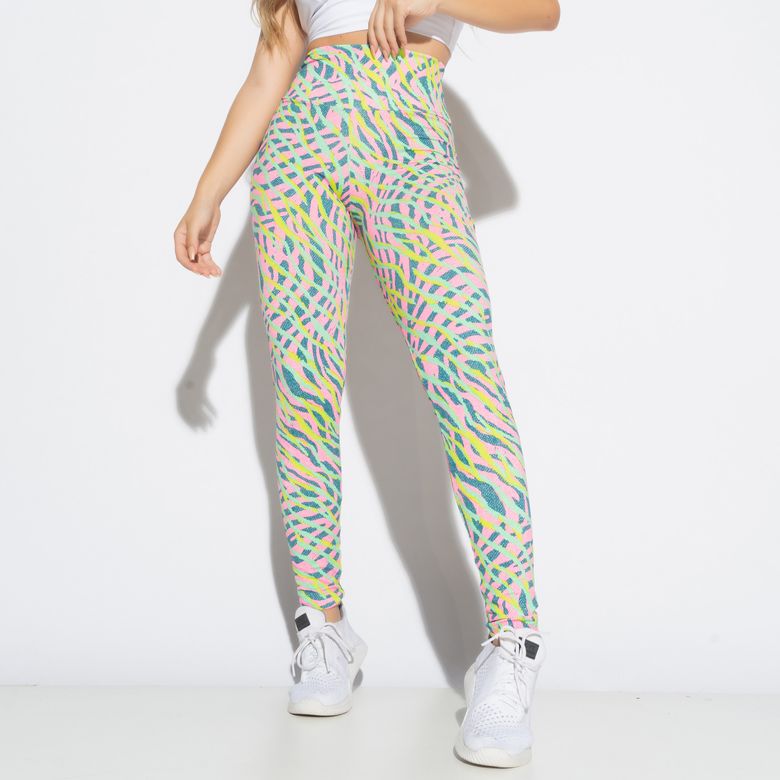 Legging Fitness Estampada Ondulado Colorido LG2036