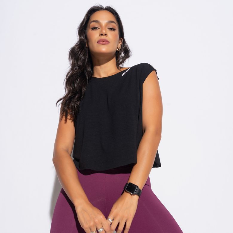 Cropped Fitness Preto High Performance  CR156