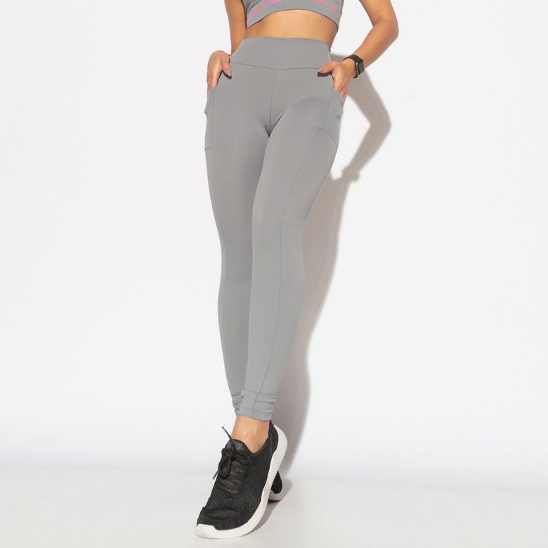 Legging Fitness Cinza com Bolsos HNB Tec LG2103