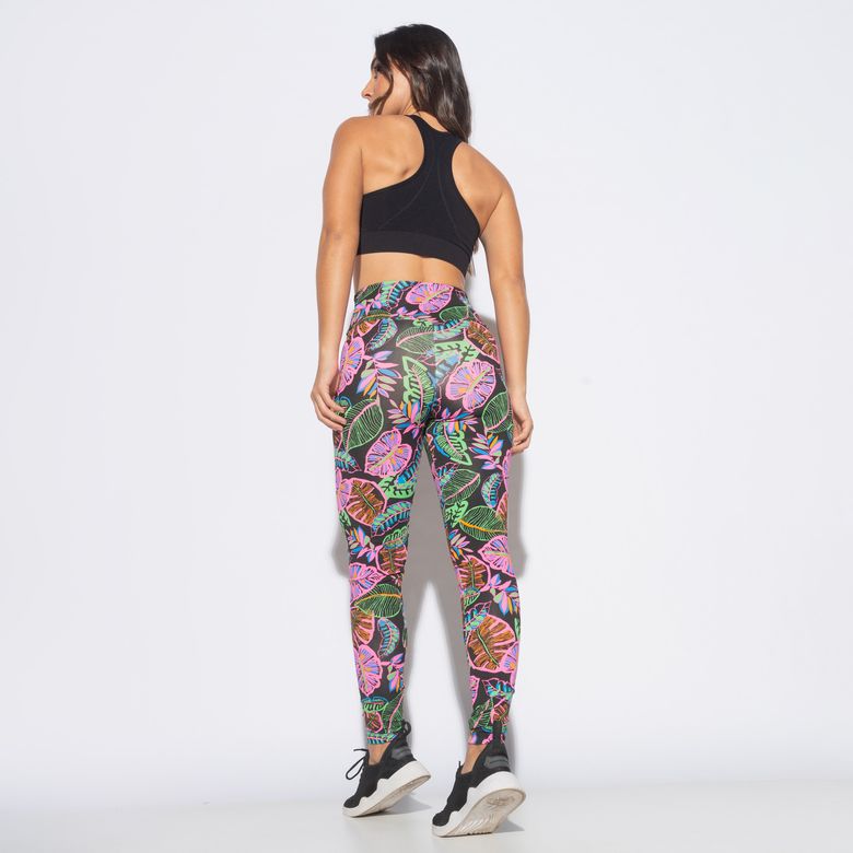 Legging Fitness Estampada Folhagem Colorida LG2124