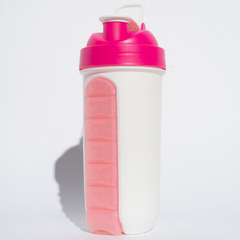 Coqueteleira com Porta Comprimido Rosa 750ml SQ062