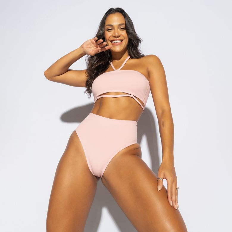 Conjunto Rosa Claro Hotpant com Top Faixa CO412