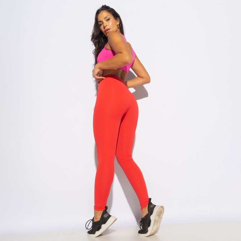 Legging Fitness Vermelha com Elástico no Cós LG2138