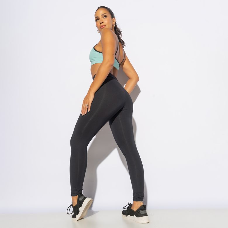 Legging Fitness Preta com Elástico no Cós  LG2135