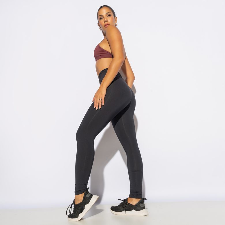 Legging Fitness Preta com Cós Franzido LG2134