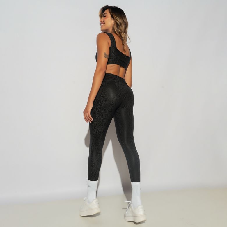 Legging Fitness Com Bolsos Skin Preta LG2212
