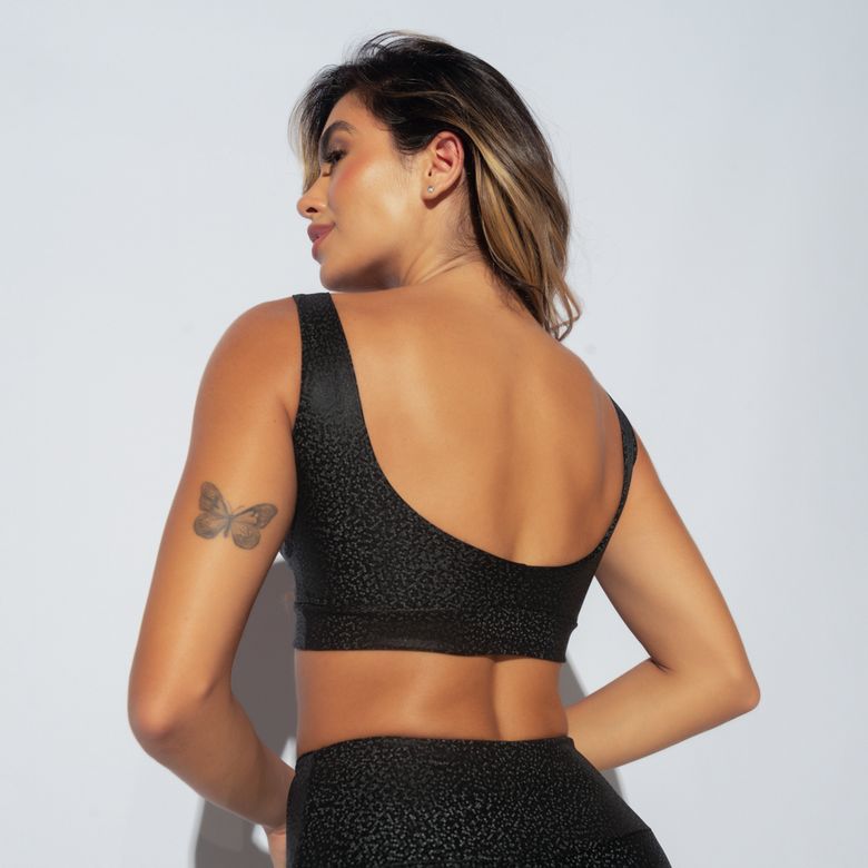 Top Fitness Transpassado Skin Preto TP1559