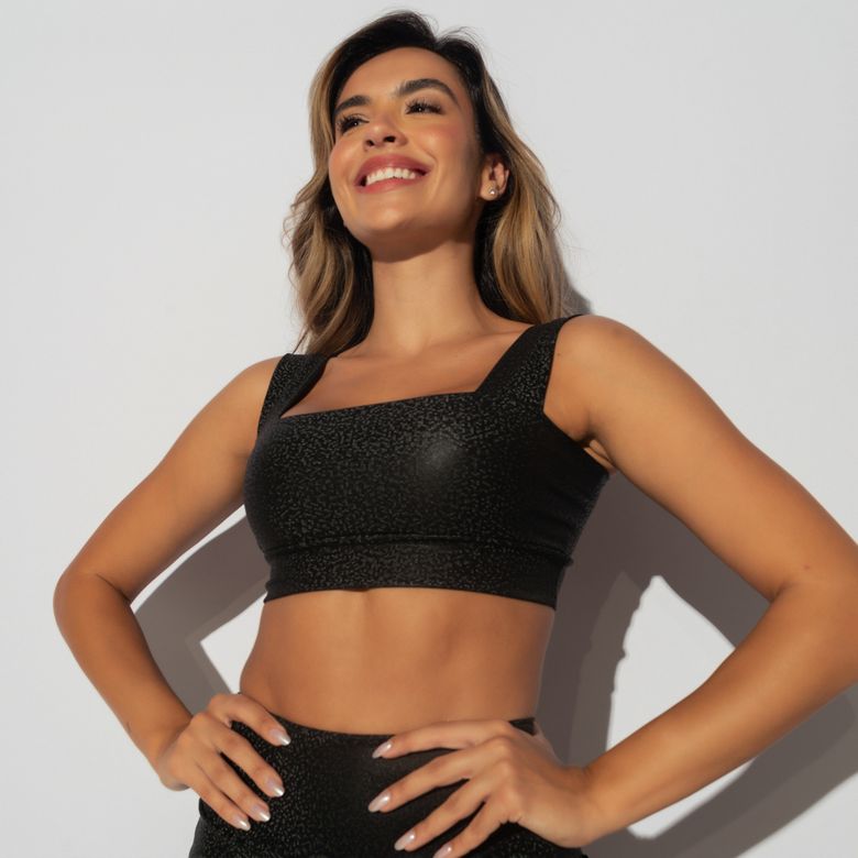 Top Fitness Com Alça Larga Skin Preto TP1565