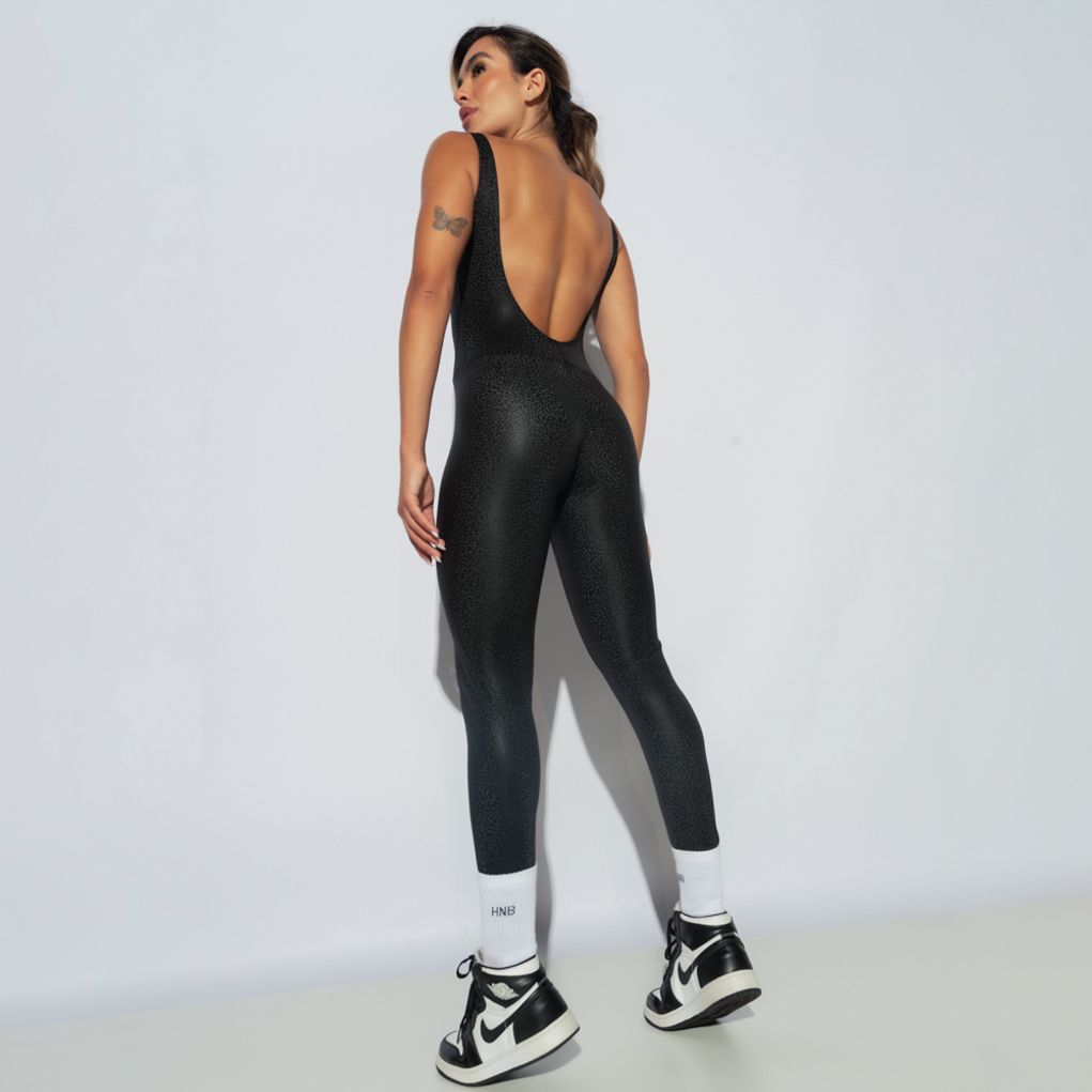 Macacão Fitness Feminino Curto com detalhe costas preto - Roupas Fitness -  Roma Fitness