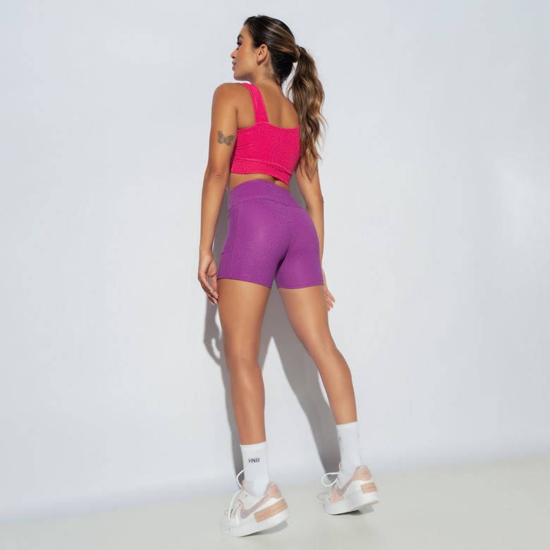 Short Fitness Com Bolsos Skin Roxo SH689