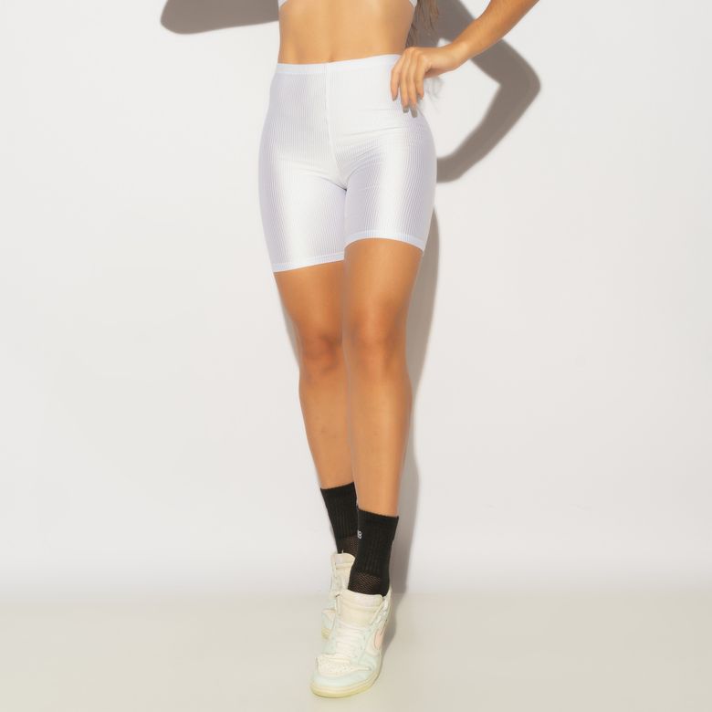 Bermuda Fitness Branca Canelado BD189