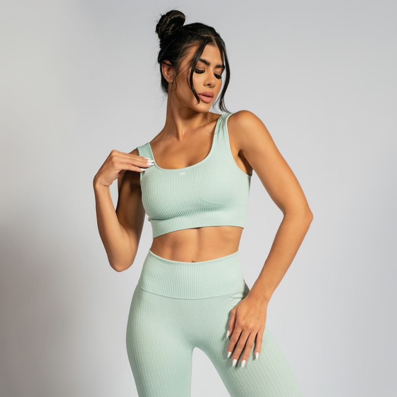 Top Fitness Seamless Canelado Verde TP1550