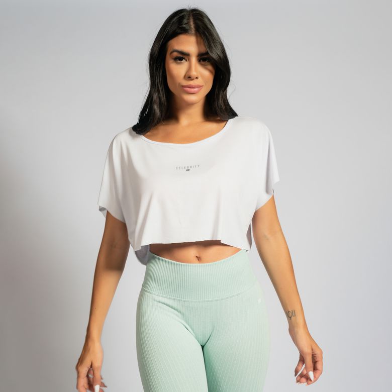 Cropped Manga Morcego Branco Celebrity CR200