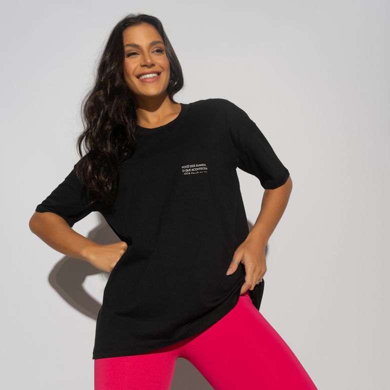T-Shirt Fitness Preta da Nath Souza BL534