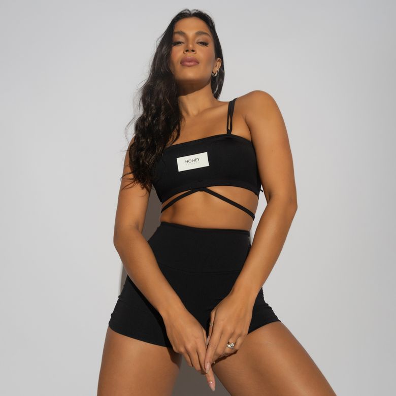 Top Faixa Fitness Preto  Honey Sports TP1510