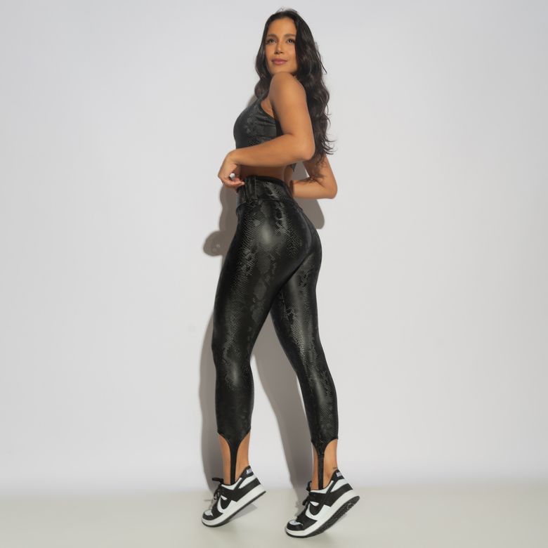 Legging Fitness Snake Preto Com Pezinho LG2216