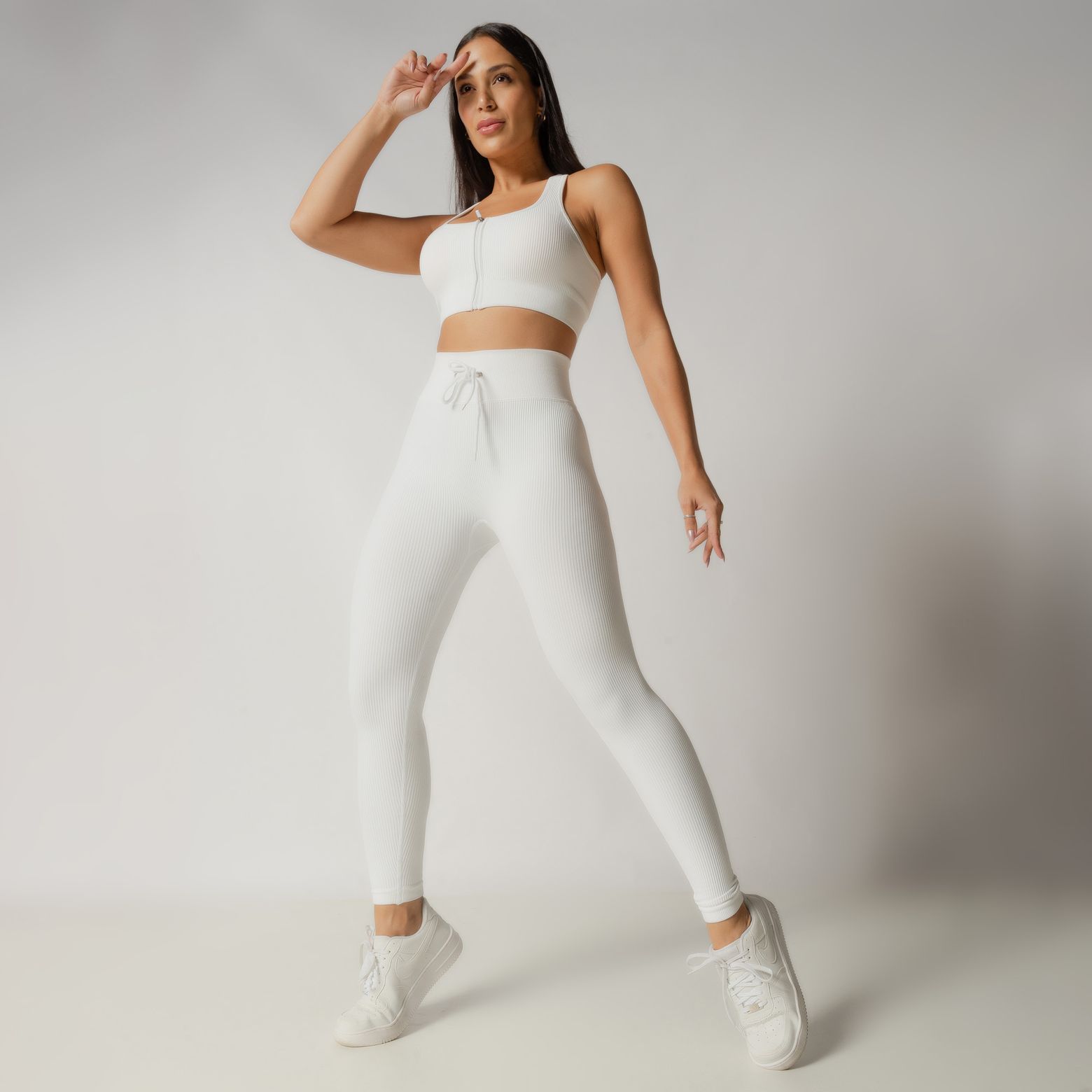 Conjunto Fitness Legging + Top Nadador Liso Roupas De Academia