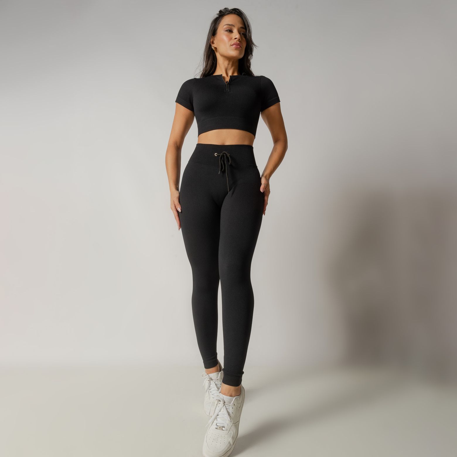 Roupa Fitness Feminina Top Cropped E Legging Academia Frio INVERNO (Royal,  M)