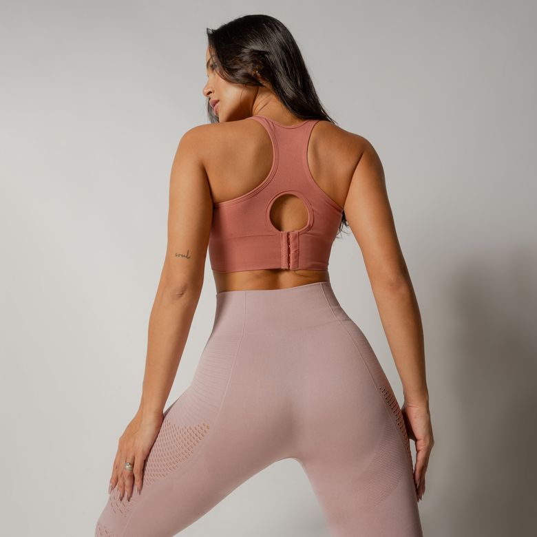 Top Fitness Seamless Terracota Nadador com Fecho TP1622