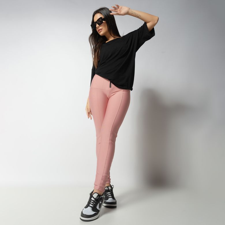 Calça Rosa Efeito Lipo Com Zíper LG2259