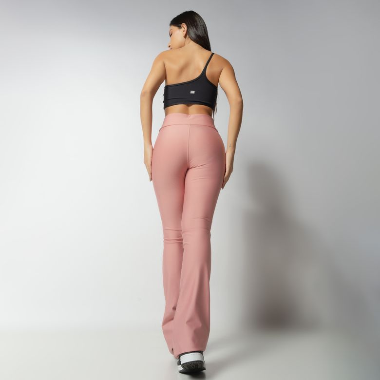 Calça Rosa Efeito Lipo Flare Com Zíper LG2276