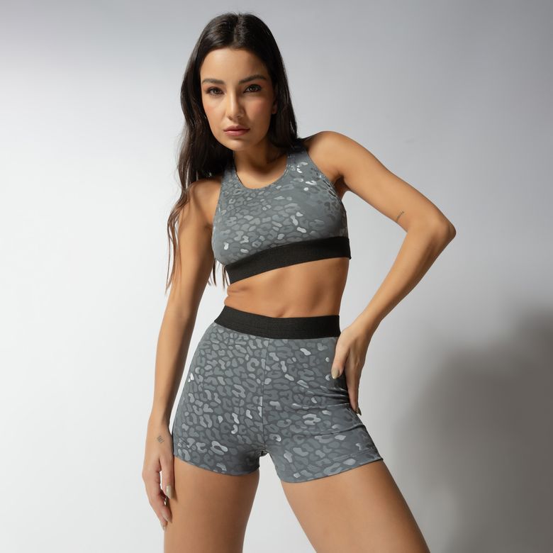 Short Fitness Cinza Com Elástico Push SH716