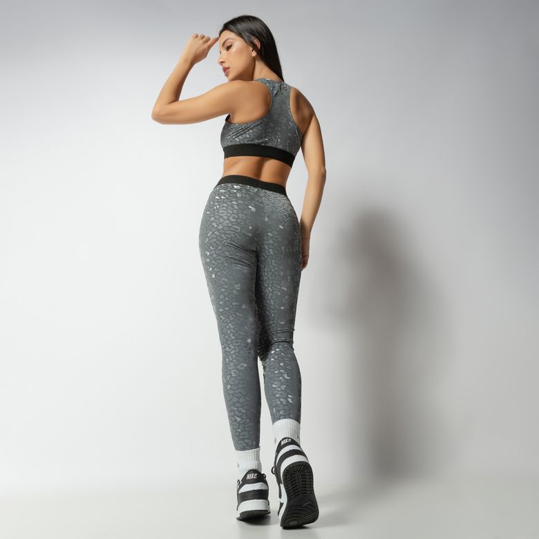 Legging Fitness Cinza Com Elástico Push LG2282