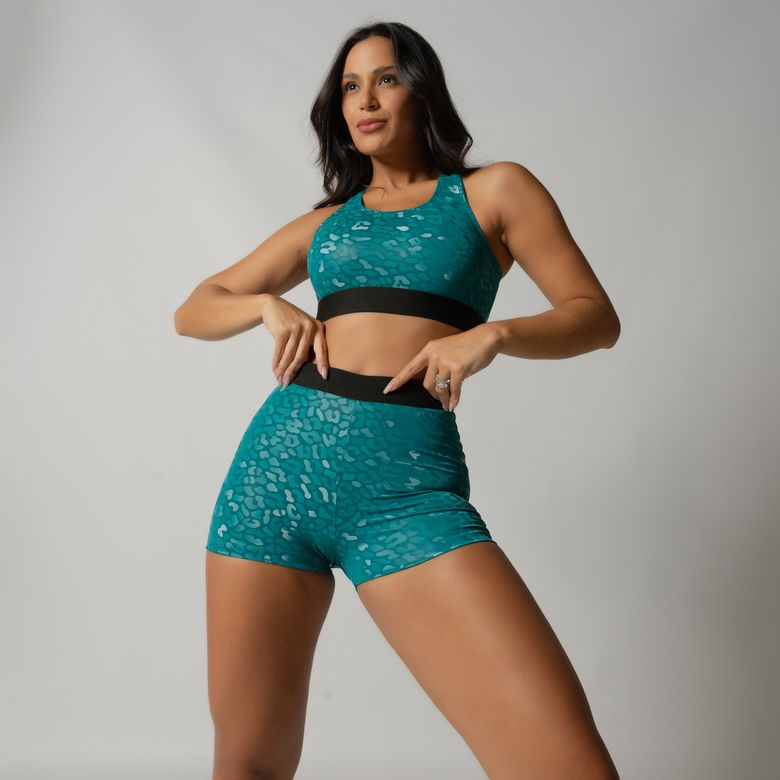 Short Fitness Verde Com Elástico Push SH717