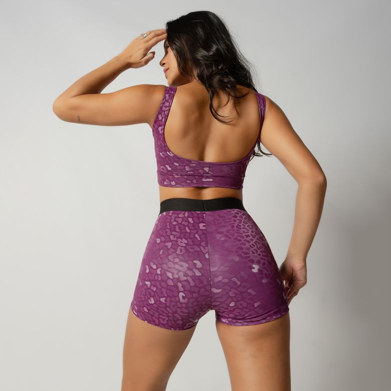 Short Fitness Roxo Com Elástico Push SH718