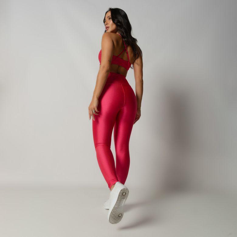 Legging Fitness Rosa Pink Básica Canelado LG2252