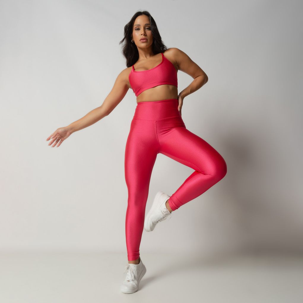 Legging Fitness Rosa Pink Básica Canelado