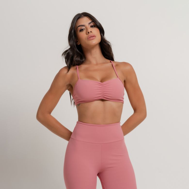 Top Fitness Rosa Decote Franzido TP1703