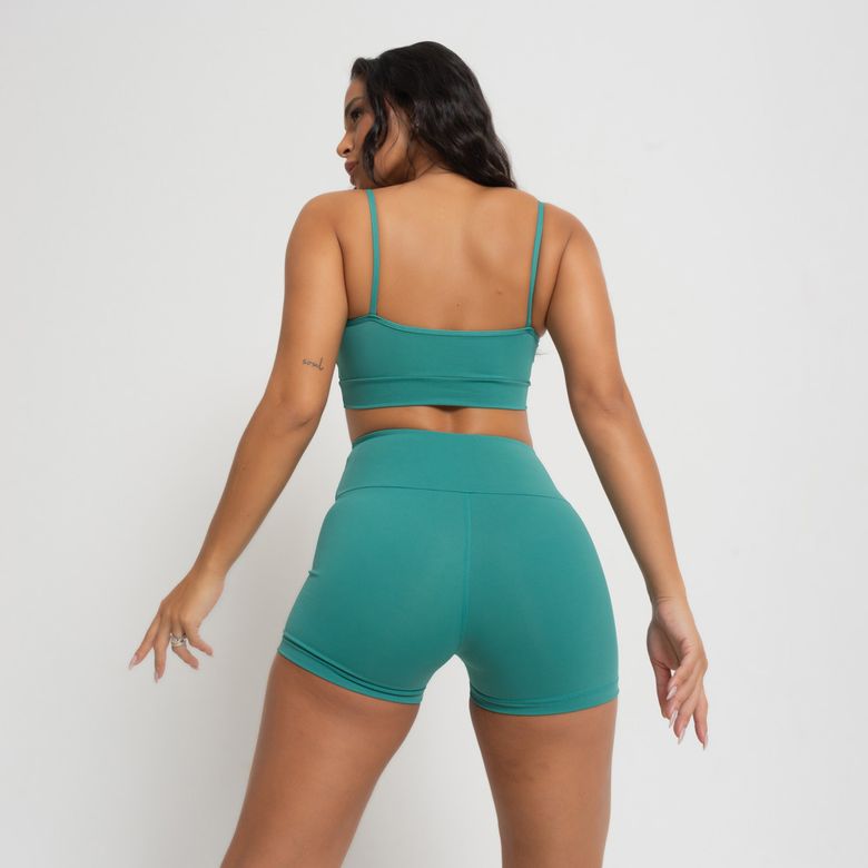 Top Fitness Decote V Verde Escuro Honey Club TP1663