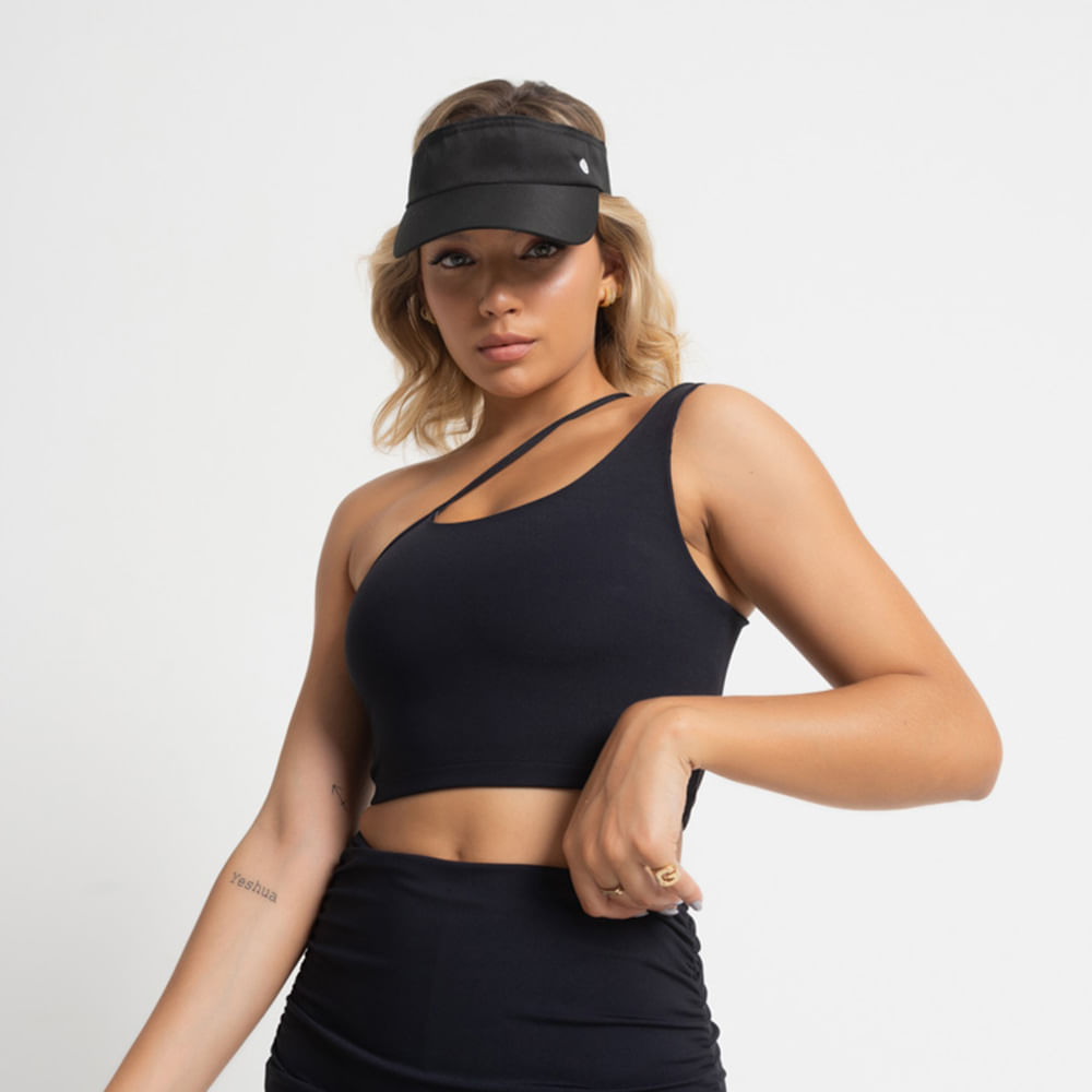 Top Fitness Preto Assimétrico Honey Sports