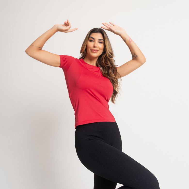 Blusa Fitness Vermelho Com Vazado Basic BL573