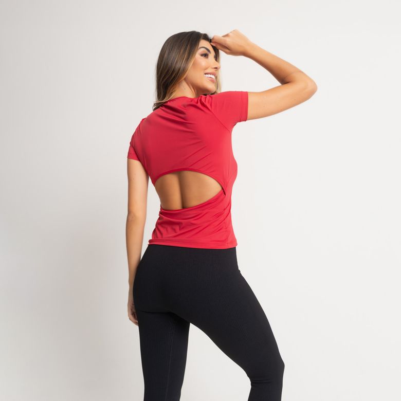 Blusa Fitness Vermelho Com Vazado Basic BL573