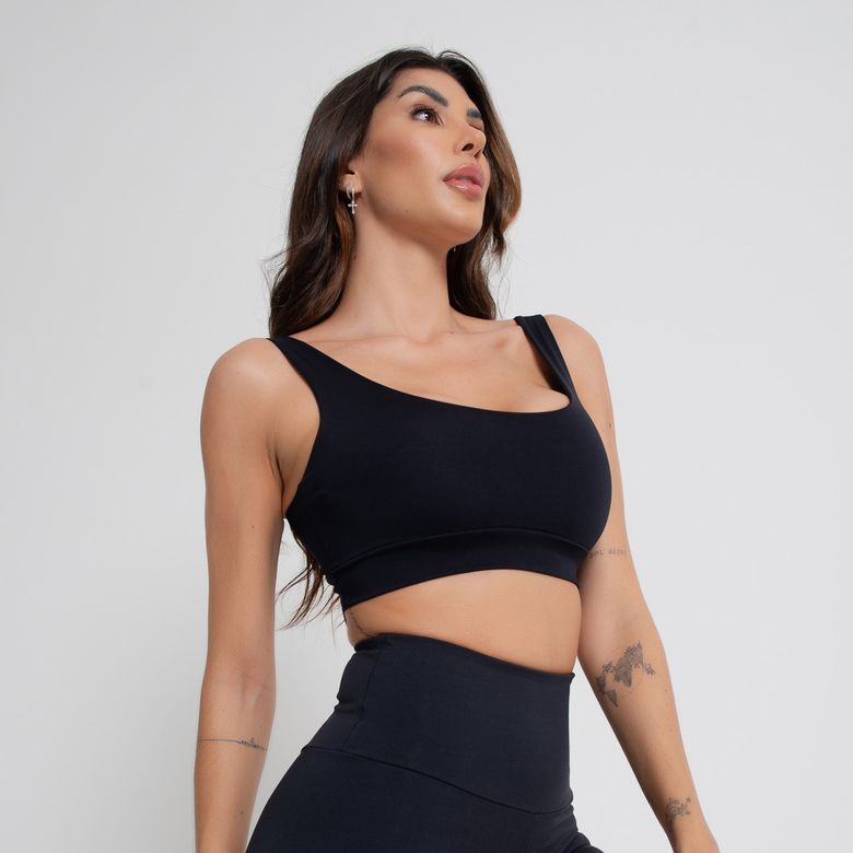 Top Fitness Decote U Preto Honey Sports TP1706