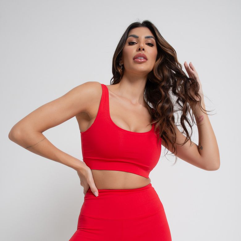 Top Fitness Decote U Vermelho Honey Sports TP1707