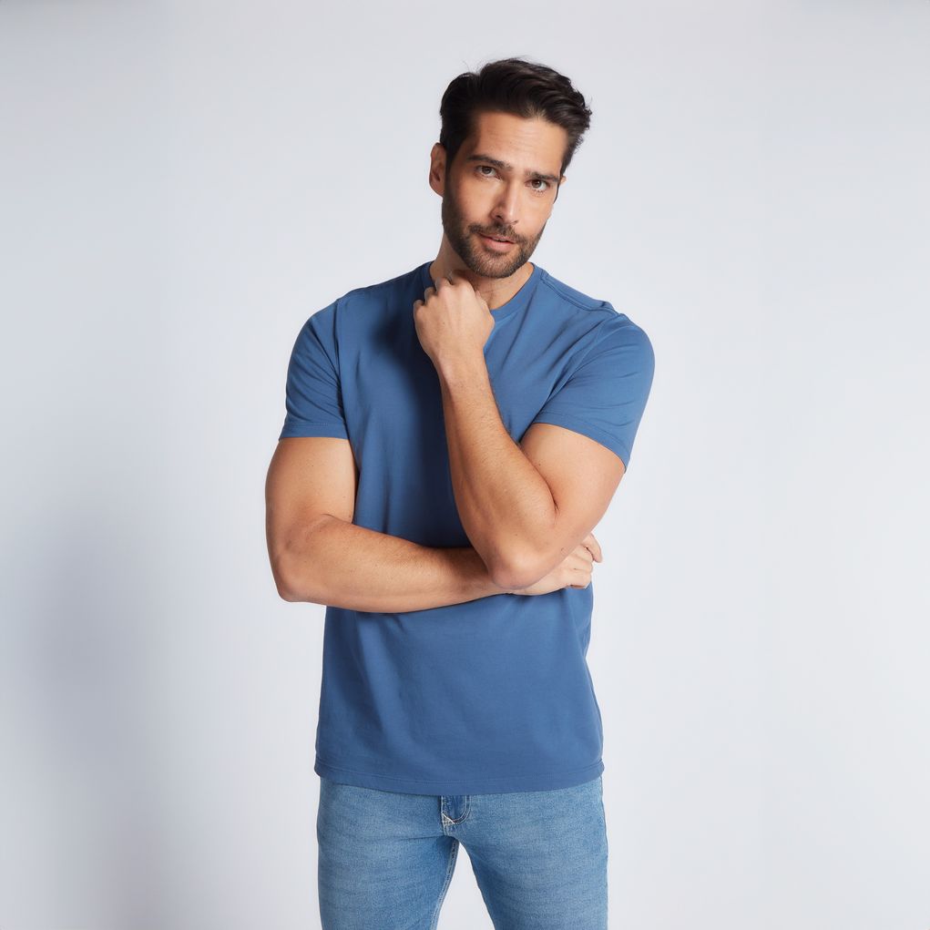 Camiseta-Malha-Masculina-Azul-T-shirt-Book-VT-001