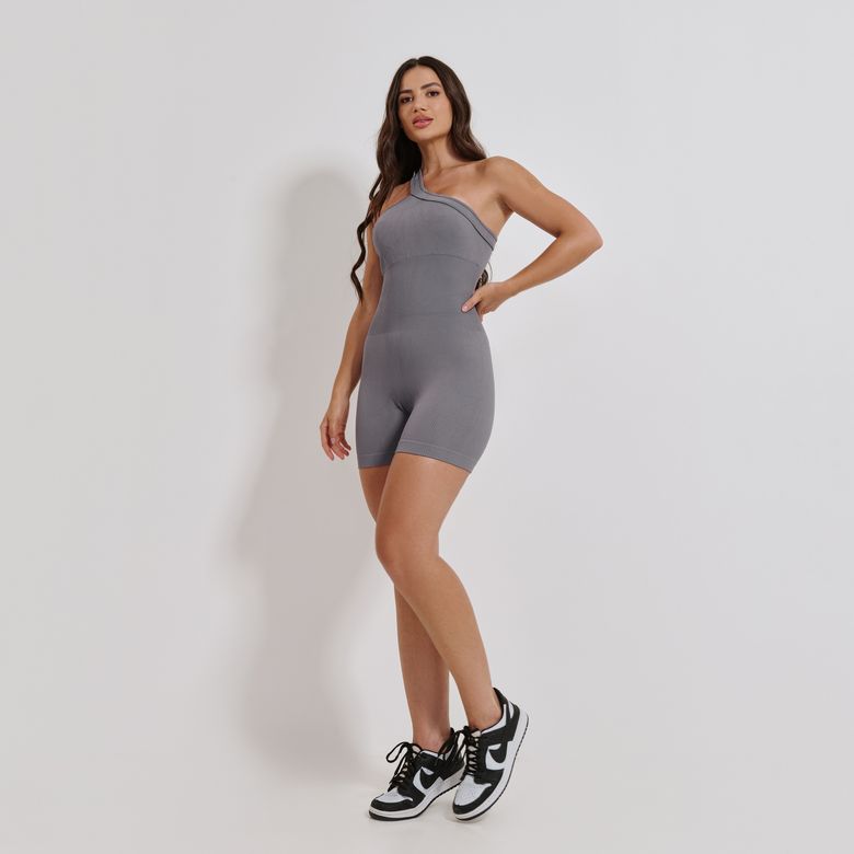 Macaquinho Fitness Sem Costura Cinza MC377