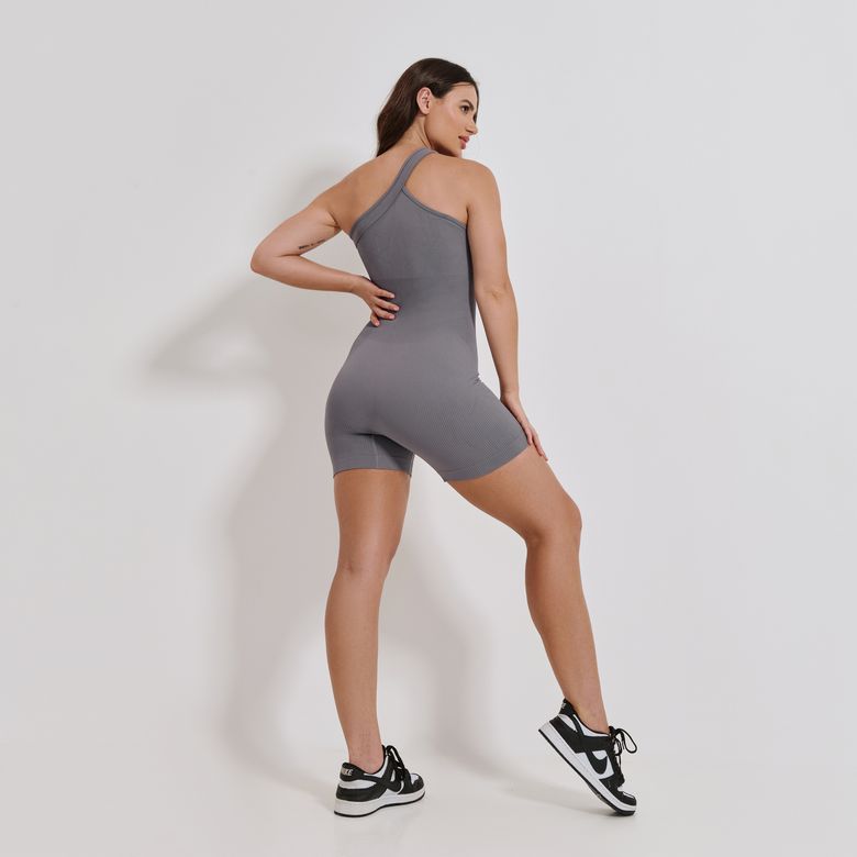 Macaquinho Fitness Sem Costura Cinza MC377