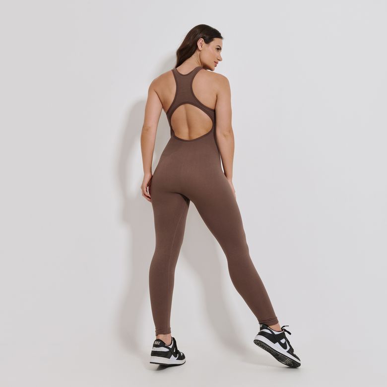 Macacão Fitness Sem Costura Marrom MC380