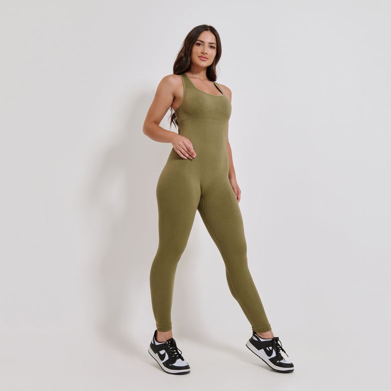 Macacão Fitness Sem Costura Verde Oliva MC381