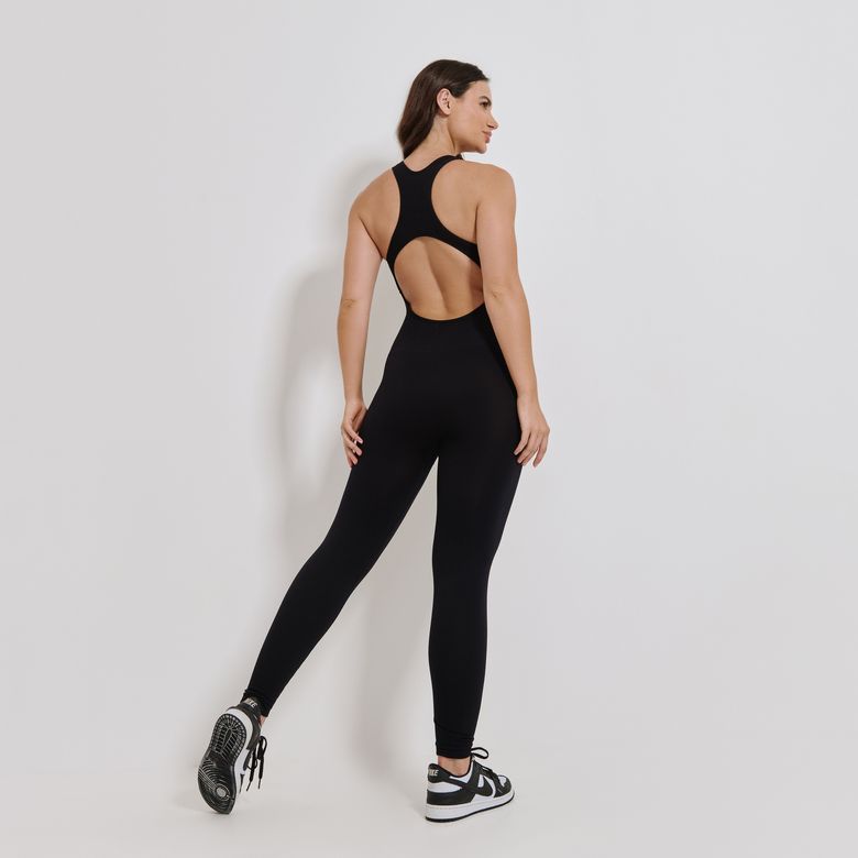 Macacão Fitness Sem Costura Preta MC382