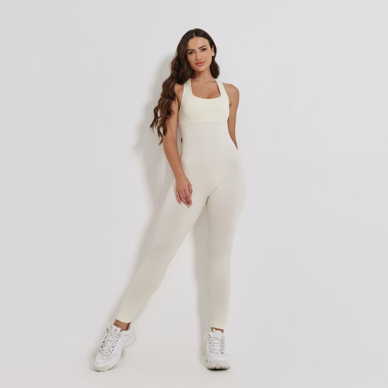 Macacão Fitness Sem Costura Off-White MC383