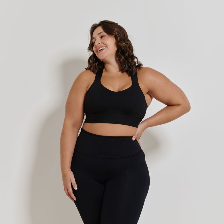 Top Fitness Sustentação Preto Alça Cruzada TP1783