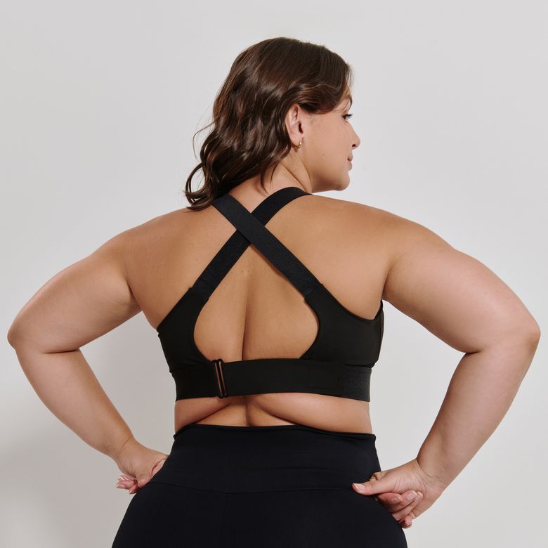 Top Fitness Sustentação Preto com Zíper e Regulagem TP1788