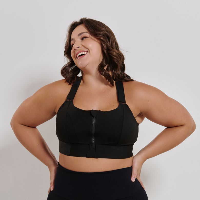 Top Fitness Sustentação Preto com Zíper e Regulagem TP1788