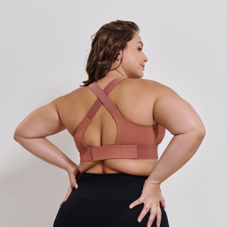 Top Fitness Sustentação Rosa Queimado com Zíper e Regulagem TP1789